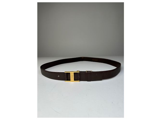 Yves Saint Laurent Vintage Saint Laurent Ledergürtel Braun Goldene Schnalle - Ansicht 10