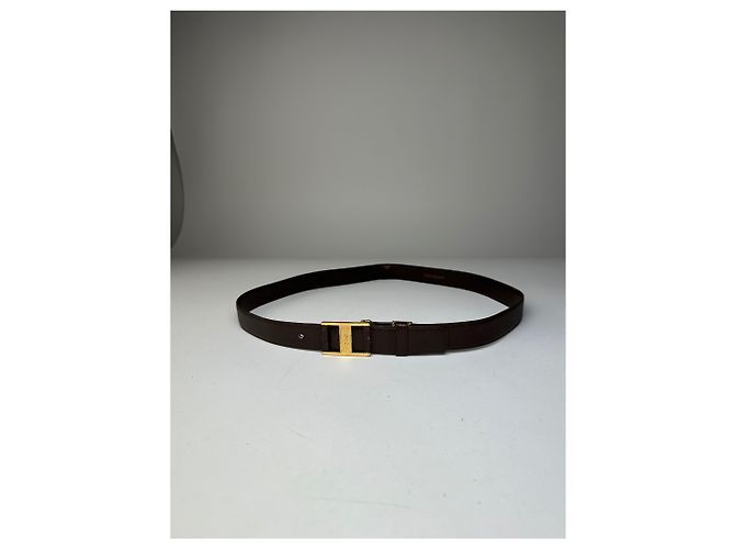 Yves Saint Laurent Vintage Saint Laurent Ledergürtel Braun Goldene Schnalle - Ansicht 5