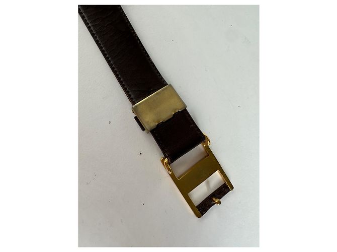 Yves Saint Laurent Vintage Saint Laurent Ledergürtel Braun Goldene Schnalle - Ansicht 6