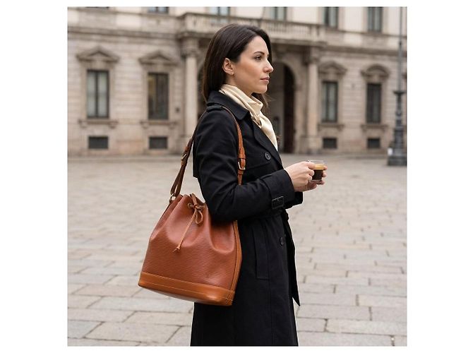 Louis Vuitton Noé Borsa a Secchiello Pelle Epi Marrone Kenyan - vista 3