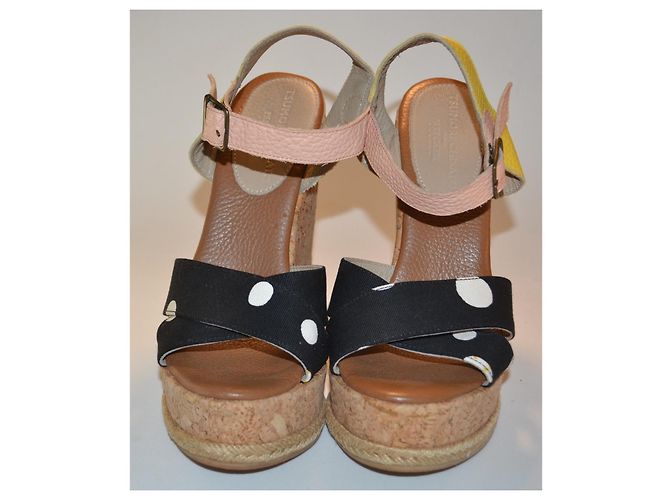 Tsumori Chisato Sandali con Zeppa Pare Gabia Nero Rosa Bianco Giallo - vista 2