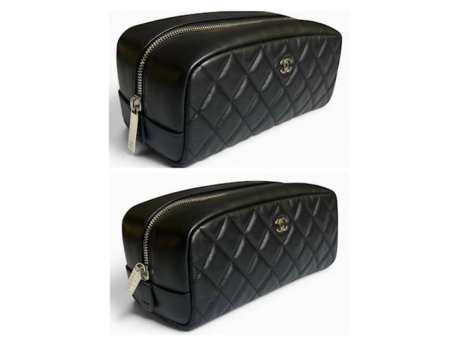 Chanel Vanity Case Medium Trapuntata Nera Nero Silver hardware - vista 3