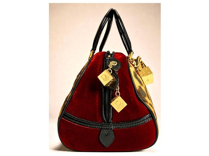 Borsa a mano Christian Dior 2004 Leopard Cheetah Dice Gambler Marrone Rosso Stampa leopardo Gold hardware - vista 10