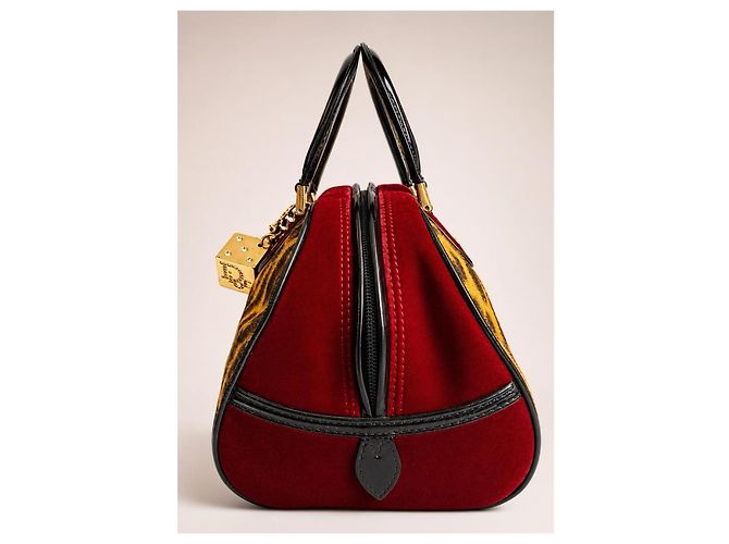 Borsa a mano Christian Dior 2004 Leopard Cheetah Dice Gambler Marrone Rosso Stampa leopardo Gold hardware - vista 11