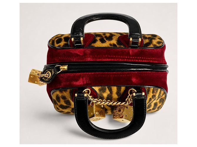 Borsa a mano Christian Dior 2004 Leopard Cheetah Dice Gambler Marrone Rosso Stampa leopardo Gold hardware - vista 12