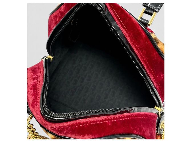 Borsa a mano Christian Dior 2004 Leopard Cheetah Dice Gambler Marrone Rosso Stampa leopardo Gold hardware - vista 14