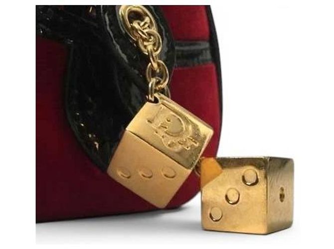Borsa a mano Christian Dior 2004 Leopard Cheetah Dice Gambler Marrone Rosso Stampa leopardo Gold hardware - vista 9