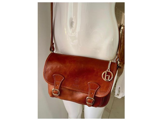 Autre Marque Bolsa de ombro em couro marrom com fivelas - vista 2