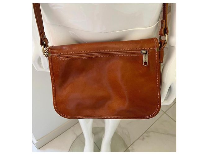 Autre Marque Bolsa de ombro em couro marrom com fivelas - vista 5