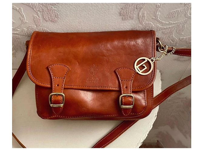Autre Marque Bolsa de ombro em couro marrom com fivelas - vista 6