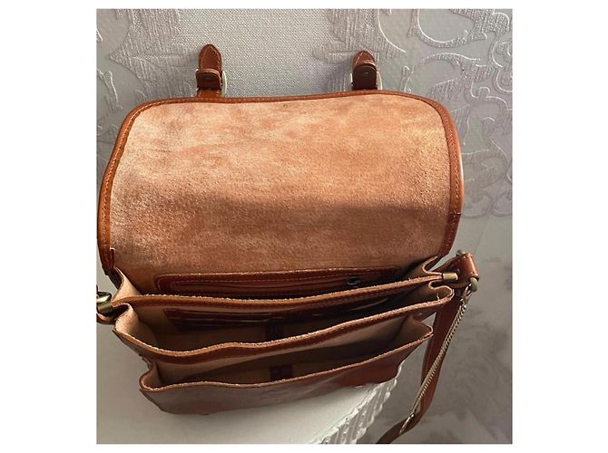 Autre Marque Bolsa de ombro em couro marrom com fivelas - vista 9