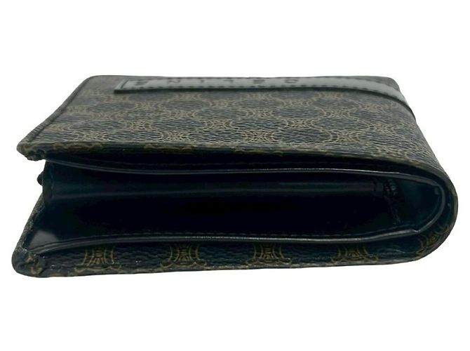Céline Celine Macadam Blazon Pattern Logo Leather Bi-fold Wallet Brown Black - view 3