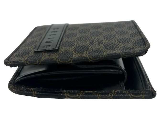 Céline Celine Macadam Blazon Pattern Logo Leather Bi-fold Wallet Brown Black - view 5
