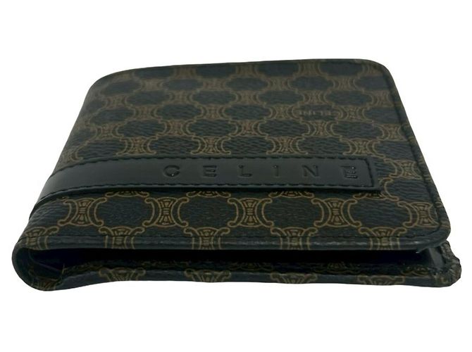 Céline Celine Macadam Blazon Pattern Logo Leather Bi-fold Wallet Brown Black - view 6