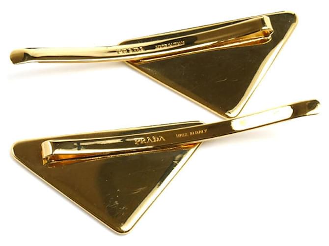 Spille per capelli in ottone con logo Triangle di Prada, set da 2 Nero D'oro - vista 3