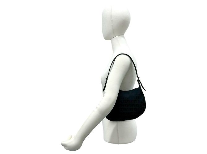 Fendi Vintage Zucchino FF Pattern Mini Schultertasche Schwarz - Ansicht 2