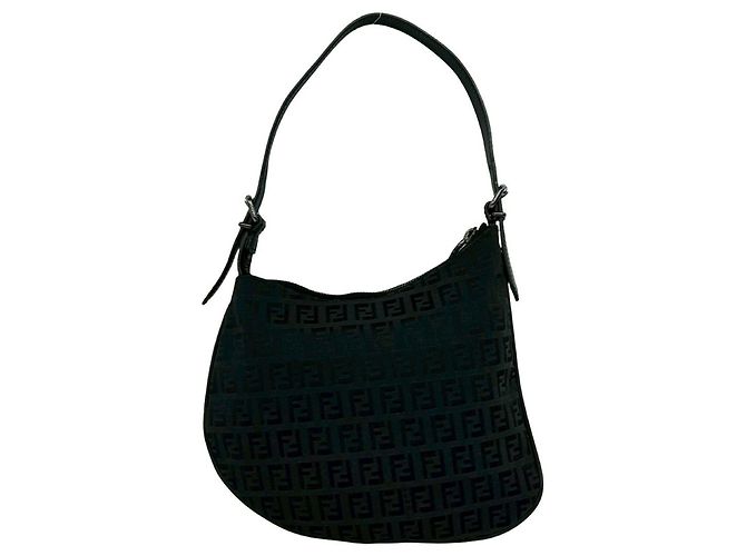 Fendi Vintage Zucchino FF Pattern Mini Schultertasche Schwarz - Ansicht 3