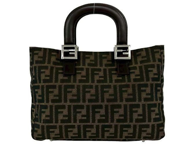 Fendi Vintage Zucca FF Handtasche Tote Braun Schwarz - Ansicht 3