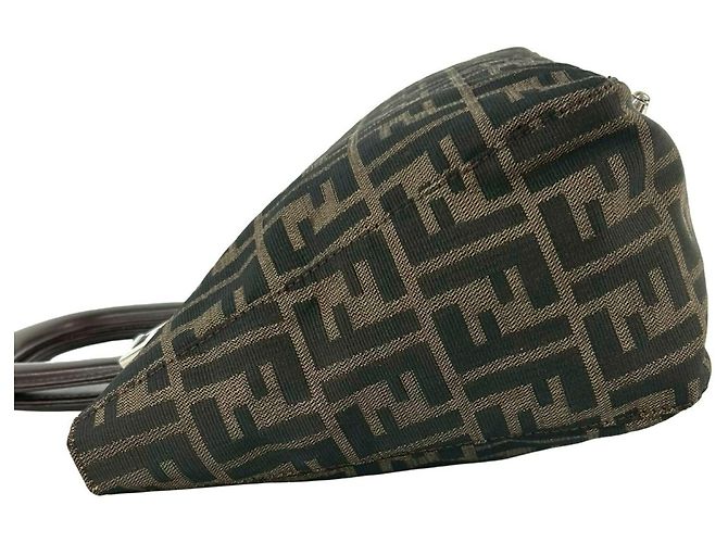Fendi Vintage Zucca FF Handtasche Tote Braun Schwarz - Ansicht 5
