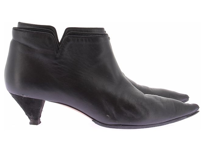 Céline Botines de cuero negro - vista 4