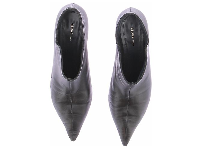 Céline Botines de cuero negro - vista 6