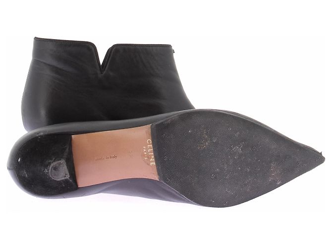 Céline Botines de cuero negro - vista 7