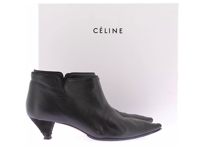 Céline Botines de cuero negro - vista 8