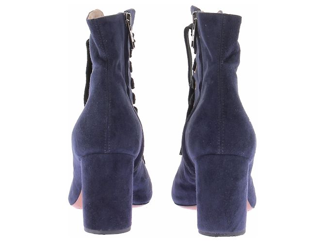 Autre Marque Stivaletti in scamosciato blu navy con lacci - vista 3