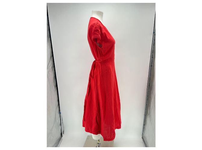 Vestido cruzado de algodón rojo Baume & Mercier Roja - vista 3