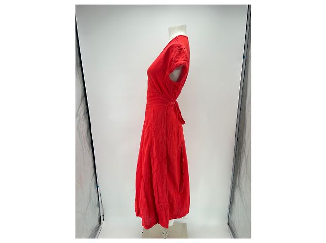 Vestido cruzado de algodón rojo Baume & Mercier Roja - vista 4