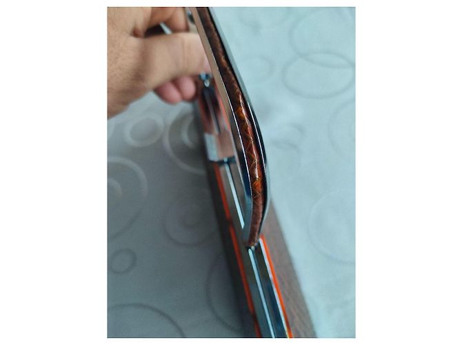 Autre Marque Braune Clutch aus geprägtem Pythonleder mit Griff - Ansicht 14