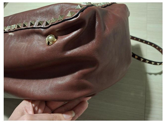 Valentino Garavani Rockstud Leather Tote Bag Burgundy Dark red - view 10