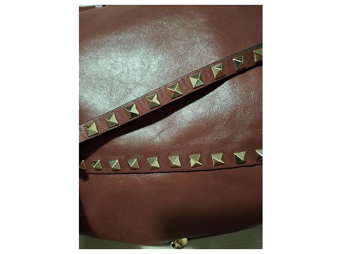 Valentino Garavani Rockstud Leather Tote Bag Burgundy Dark red - view 11