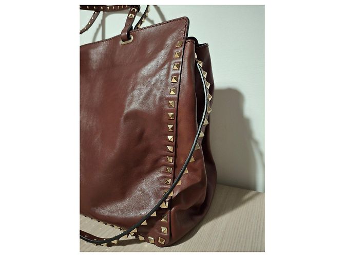 Valentino Garavani Rockstud Leather Tote Bag Burgundy Dark red - view 6