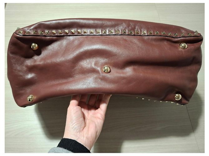 Valentino Garavani Rockstud Leather Tote Bag Burgundy Dark red - view 8