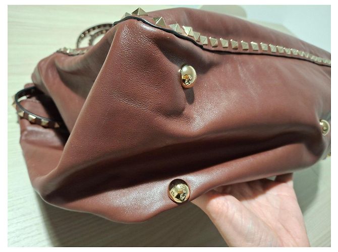 Valentino Garavani Rockstud Leather Tote Bag Burgundy Dark red - view 9