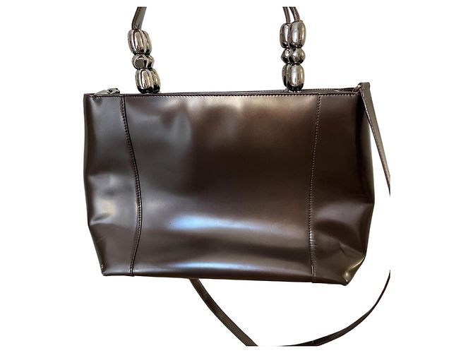 Christian Dior Bolso de charol marrón oscuro - vista 2