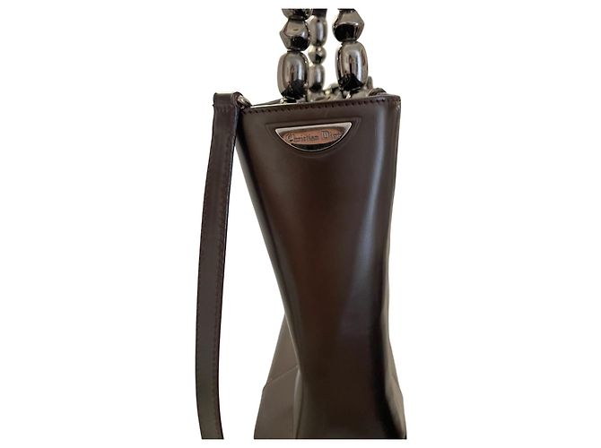 Christian Dior Bolso de charol marrón oscuro - vista 4