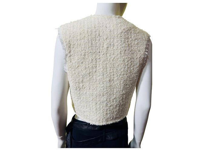 Ba&Sh Chaleco corto de tweed marfil Blanco - vista 5