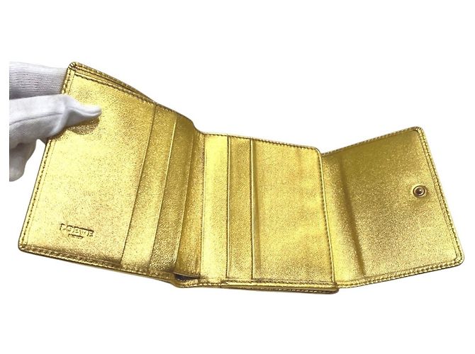 Cartera tríptico Loewe en piel dorada Dorado - vista 3
