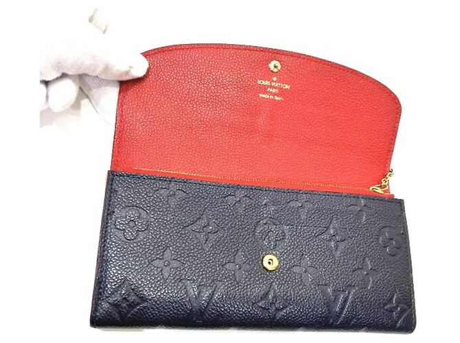 Louis Vuitton Monogram Empreinte Portefeuille Emilie M68327 Long Wallet Nero Rosso - vista 3