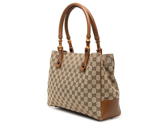 Gucci Beige GG Canvas Bamboo Tote - Ansicht 2