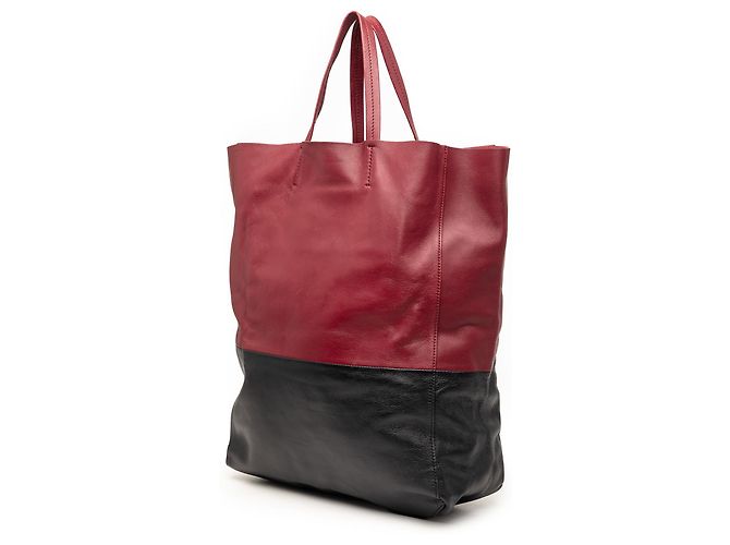 Céline Tote verticale in agnello bicolore rosso Celine Bordò - vista 2