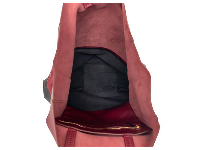 Céline Tote verticale in agnello bicolore rosso Celine Bordò - vista 4