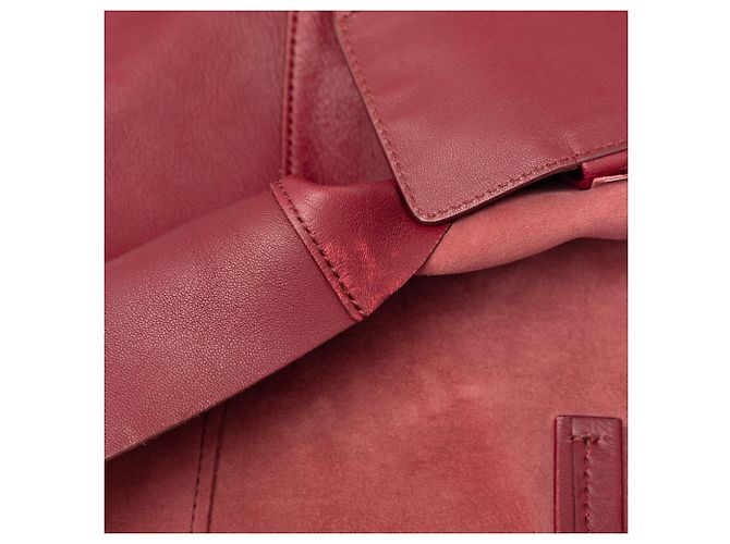 Céline Tote verticale in agnello bicolore rosso Celine Bordò - vista 7