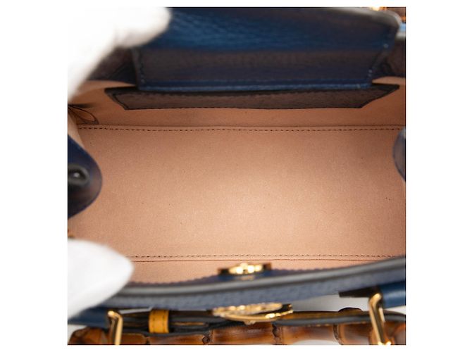 Borsa Diana Gucci in pelle di vitello Bamboo blu Blu scuro - vista 4