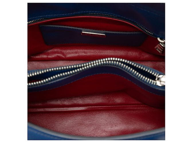 Prada Blue Saffiano Cuir Turnlock Twin Satchel Tasche Blau - Ansicht 4