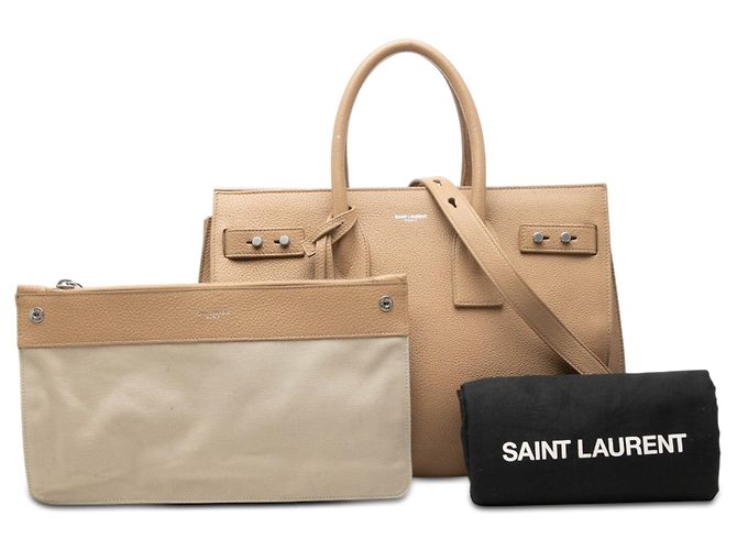 Borsa Saint Laurent Sac De Jour in pelle di vitello a grana piccola marrone Marrone chiaro - vista 8