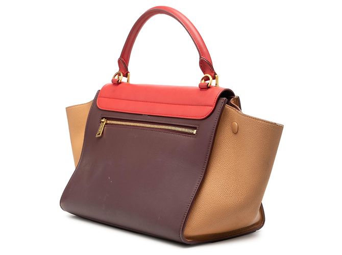 Céline Borsa Celine Red Small Tricolor Leather Trapeze Rosso Bordò - vista 2