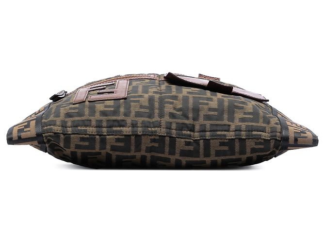 Borsa Messenger Flat Fendi Zucca Canvas FF marrone - vista 3